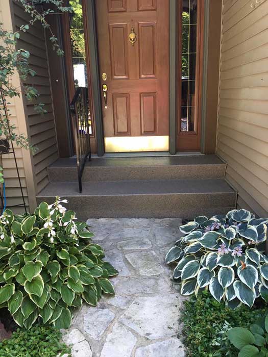 front door and flowers